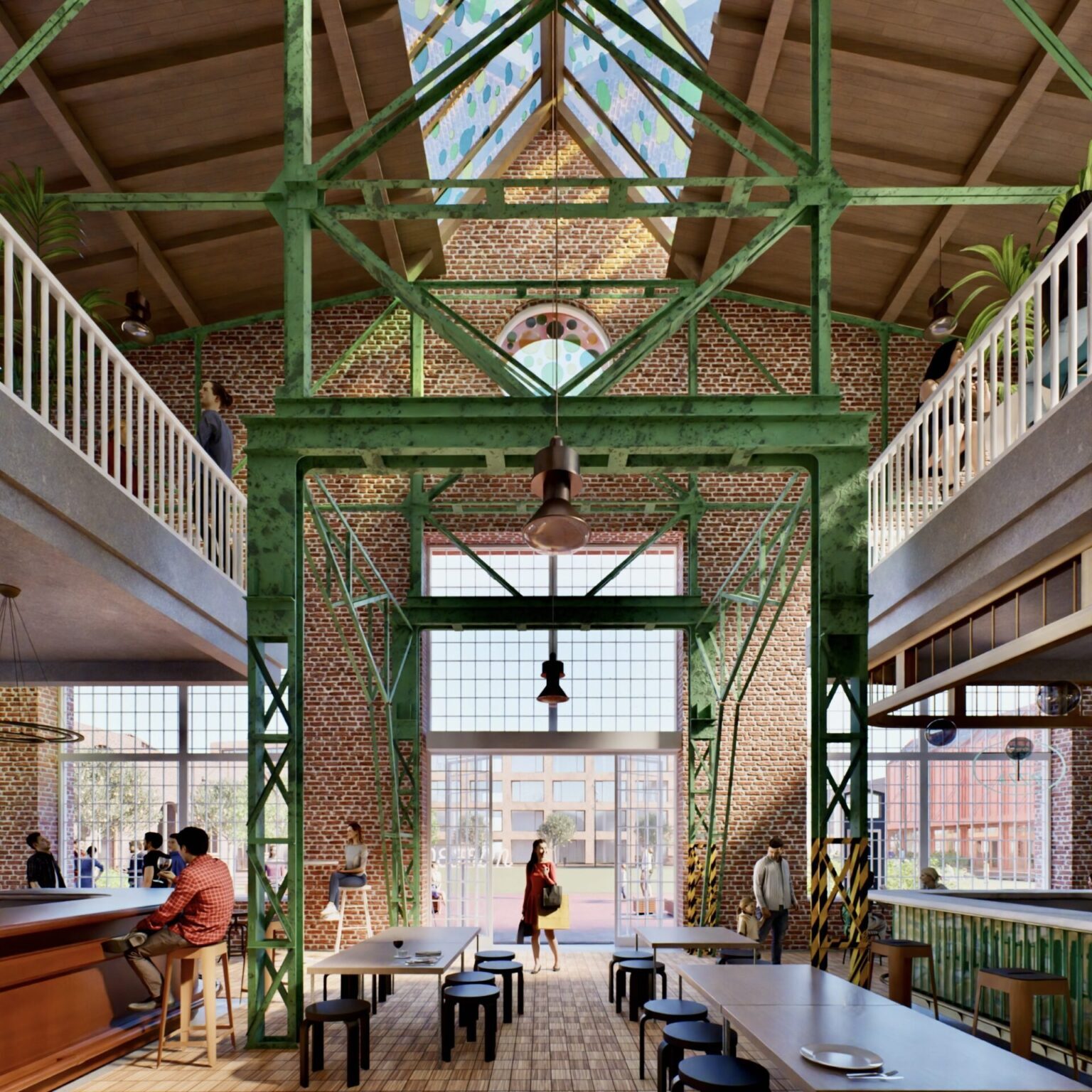 wizualizacja wnętrza hali Ząbkowice, wyjście na Zielony Rynek