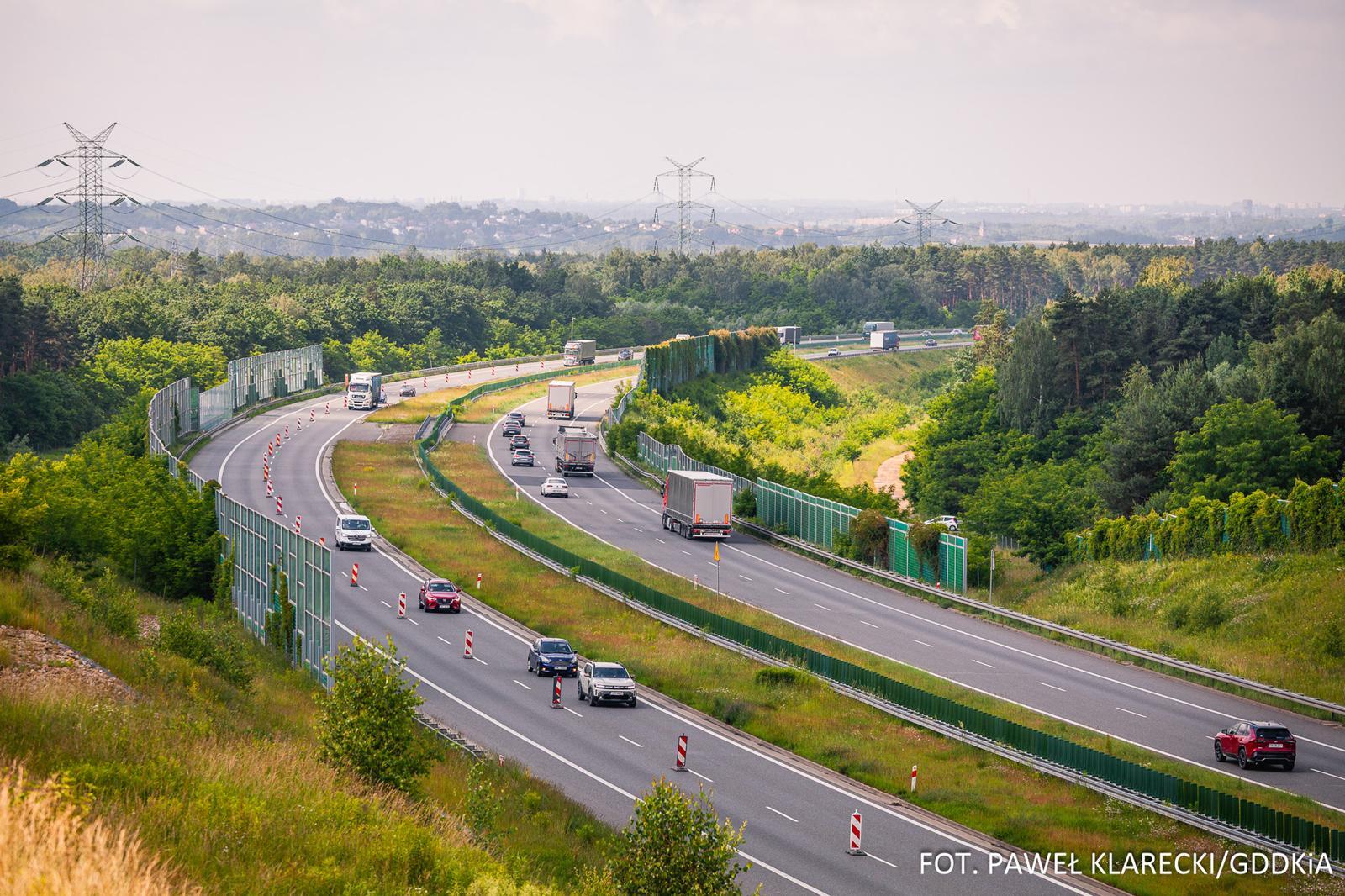 "Fale Dunaju" na autostradzie A1 Piekary Śl-Pyrzowice