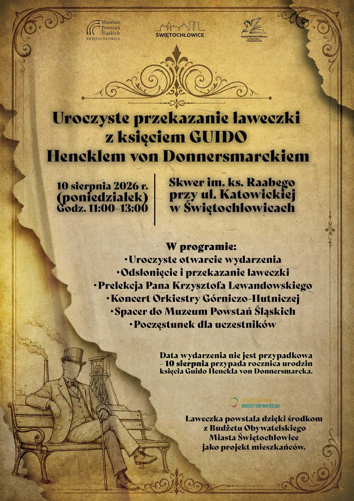 Uroczyste przekazanie ławeczki z księciem Guido