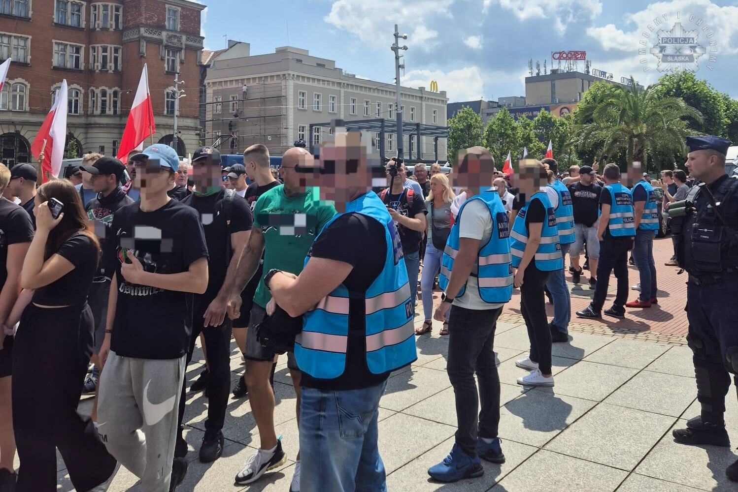 Katowice. Manifestacja pod hasłem: „Stop imigracji”. 19 lipca 2025.Katowice Stop Imigracji Zrodlo KWP Katowice 2025 07 19 09