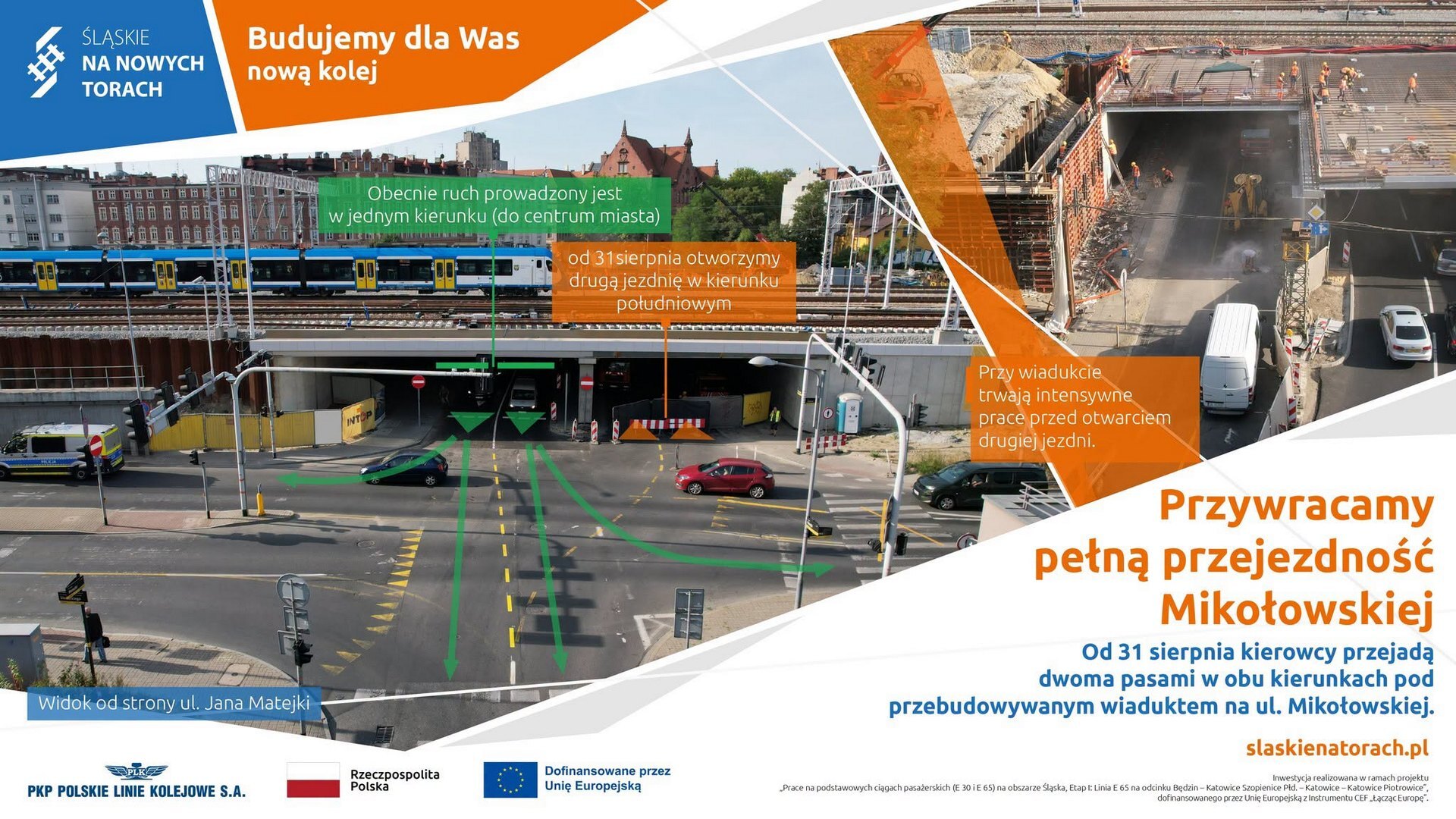 Katowice. Otwarcie wiaduktu nad ulicą Mikołowską. Infografika. 31 sierpnia 2026
