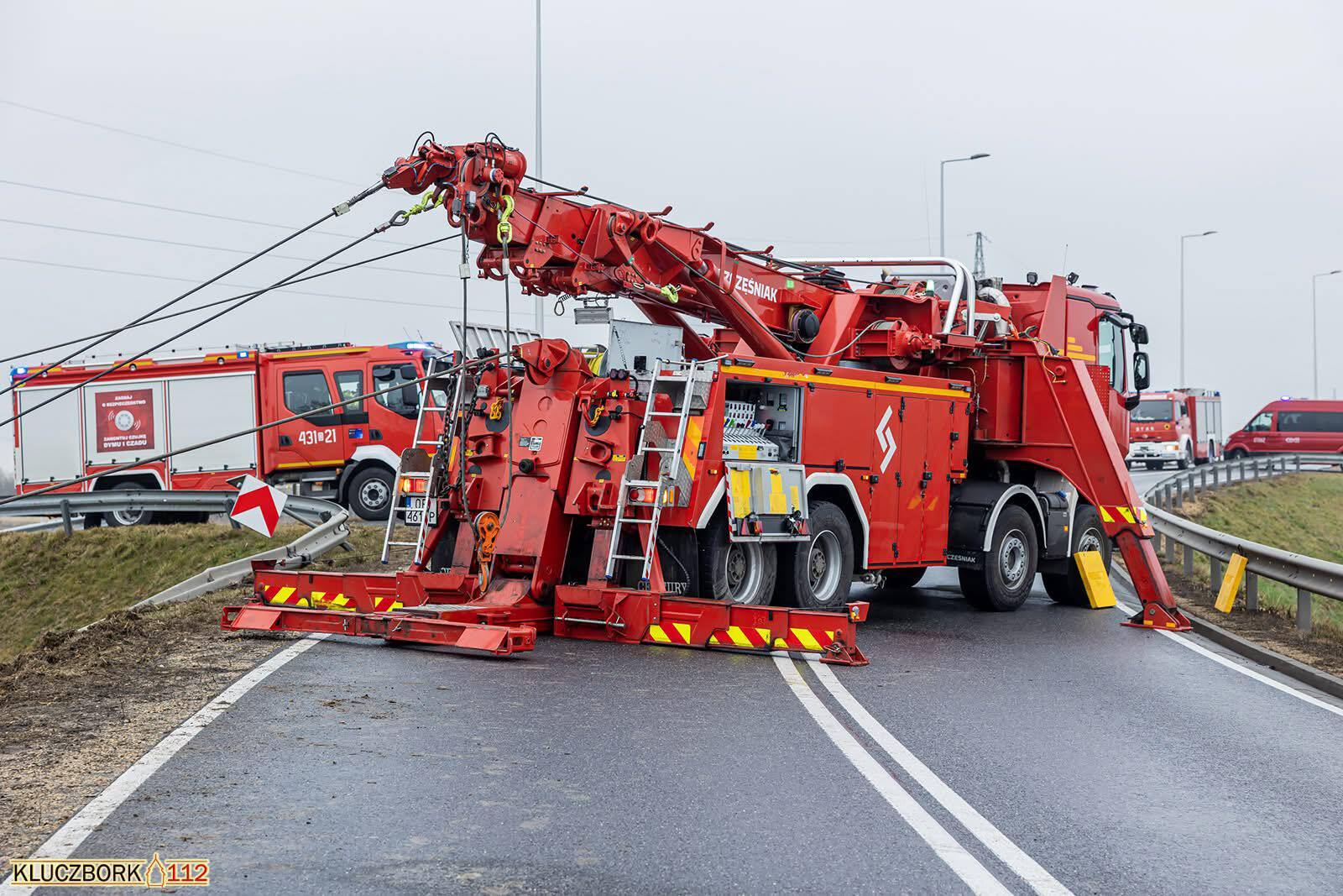 Kluczbork, DK45. Wypadek transportu kurczaków. 24 marca 2025.