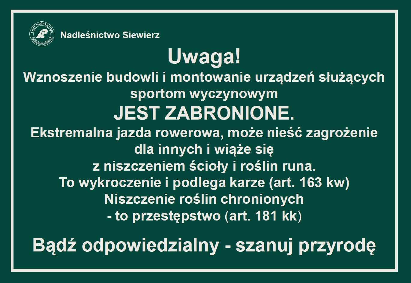 Lasy Nadleśnictwa Siewierz Lasów Państwowych. Tablice informacyjne. Sierpień 2026