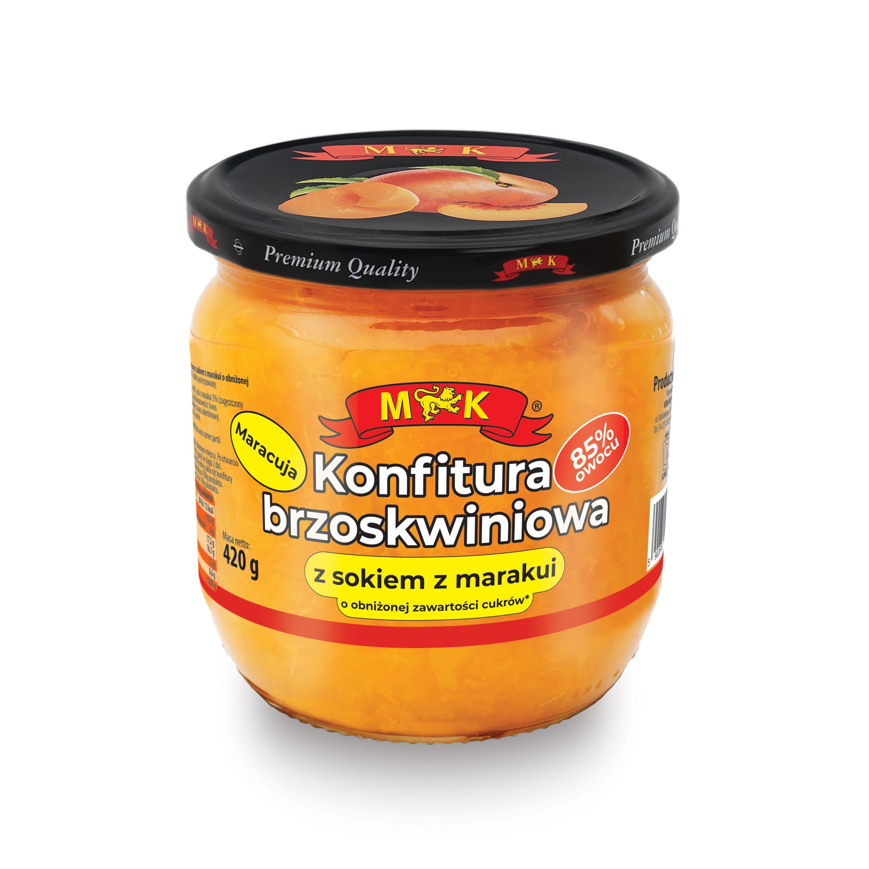 MK Konfitura brzoskwiniowa z sokiem z marakui 420g