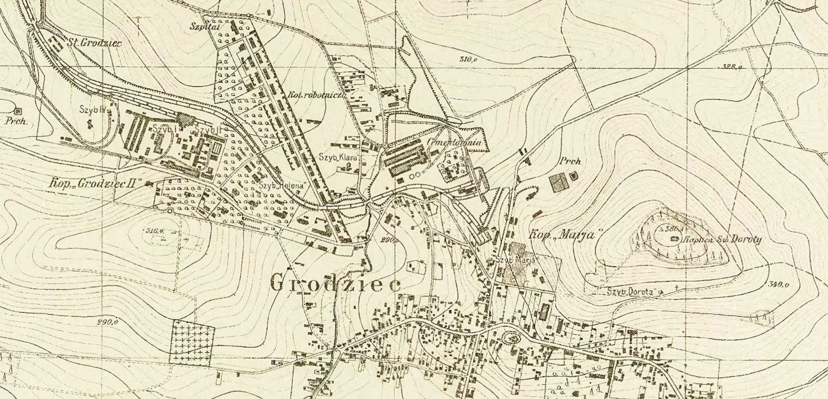 Fragment mapy Grodźca. 1929 r.