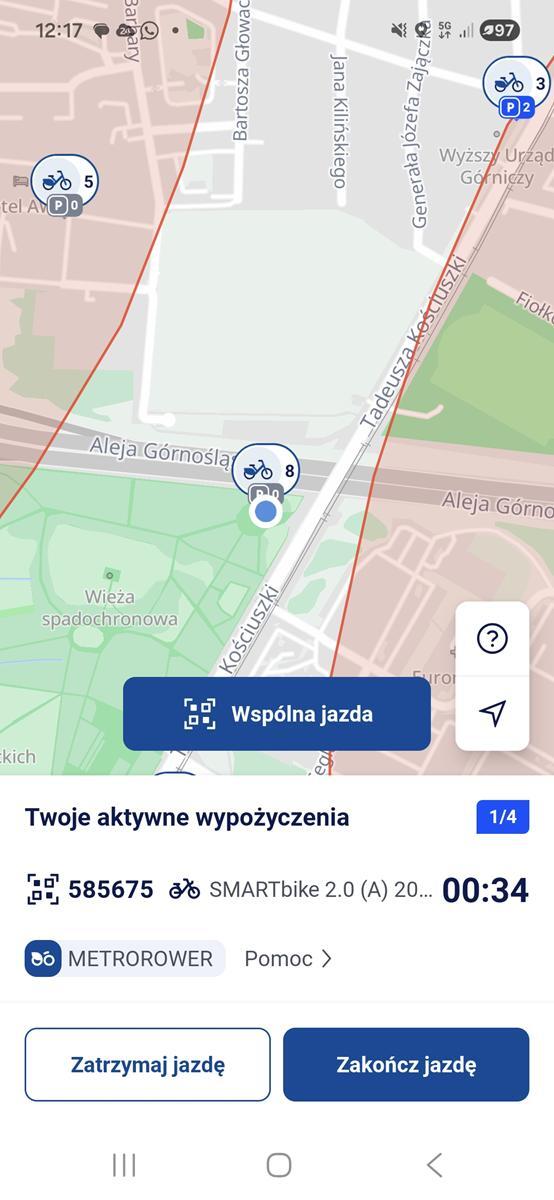 Park Kociuszki Katowice metrorower 23