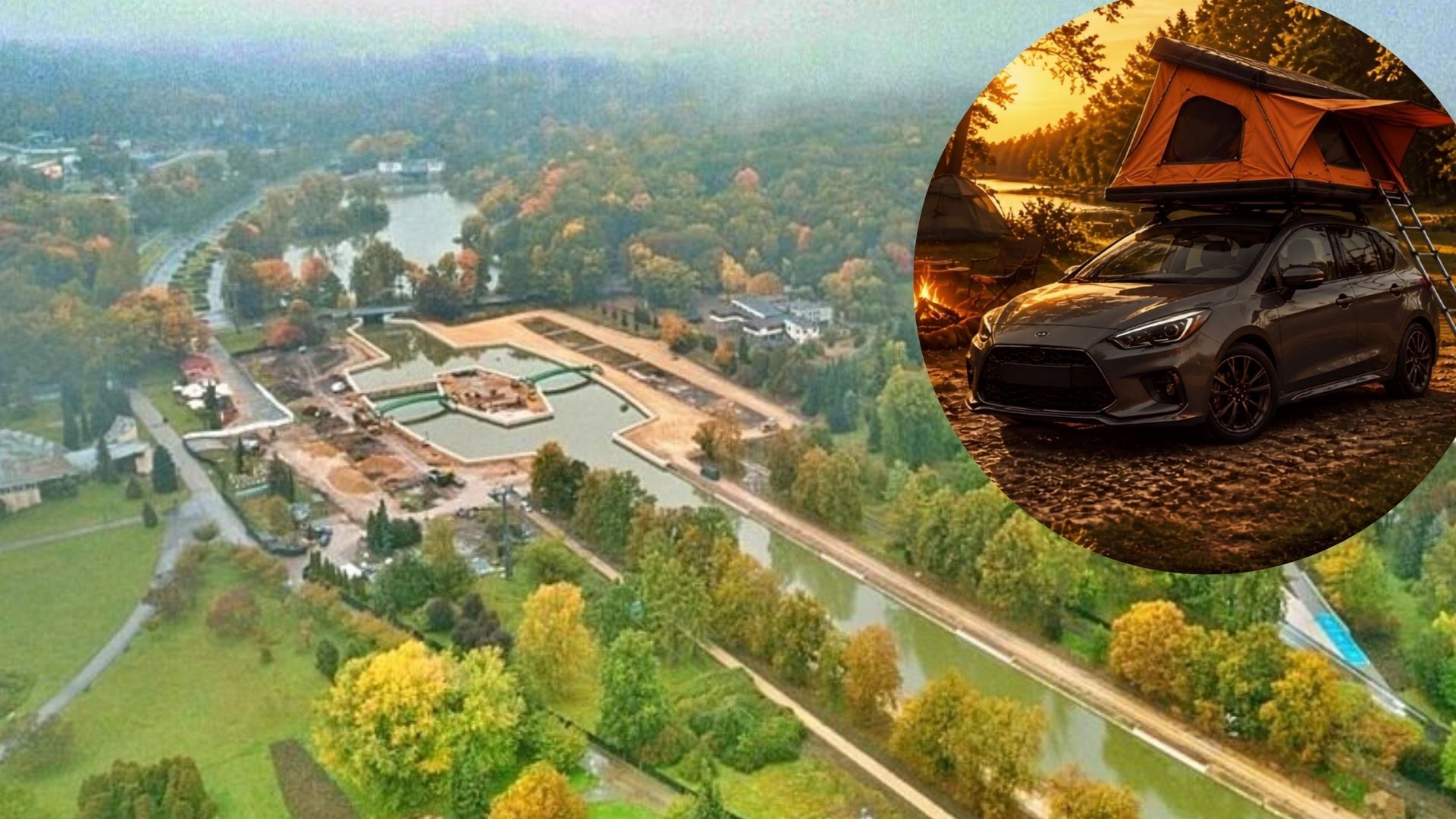 Nocny pożar samochodu na campingu w Parku Śląskim w Chorzowie. Cztery osoby poszkodowane