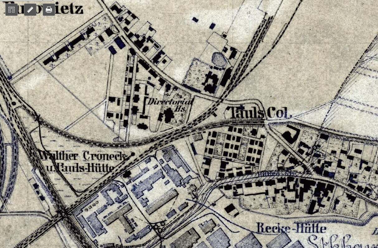 Paulus Colonie na mapie z lat 80. XIX wieku