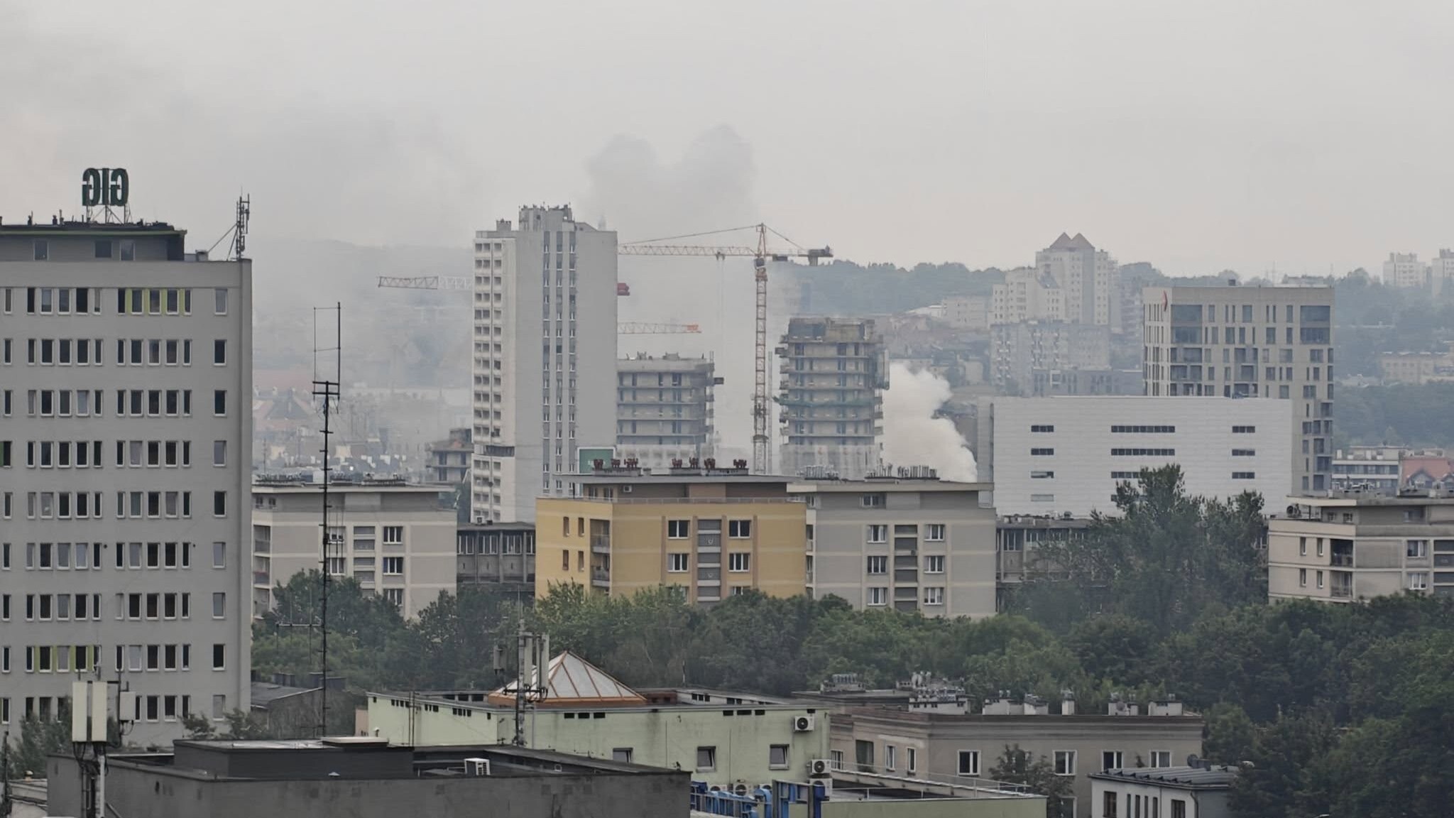 Pozar kamienica Sokolska Katowice