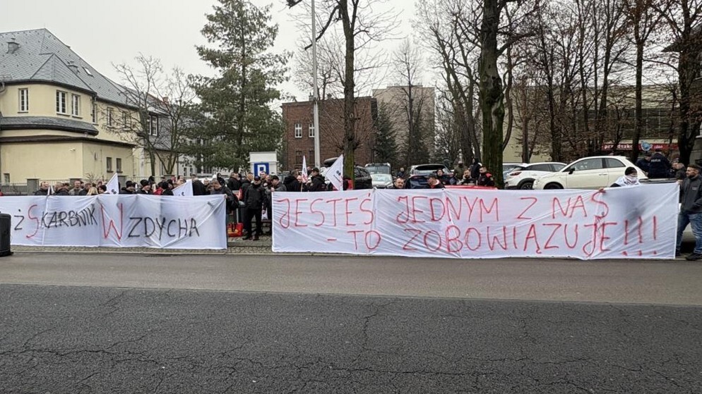 Protest górników JSW w Katowicach