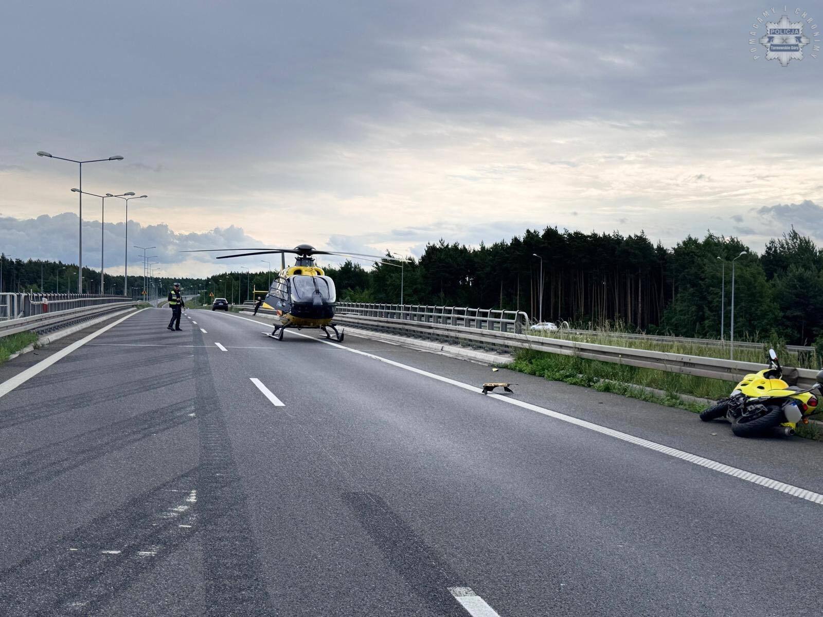Pyrzowice, Droga ekspresowa S1. Wypadek motocyklisty. 8 czerwca 2025.
