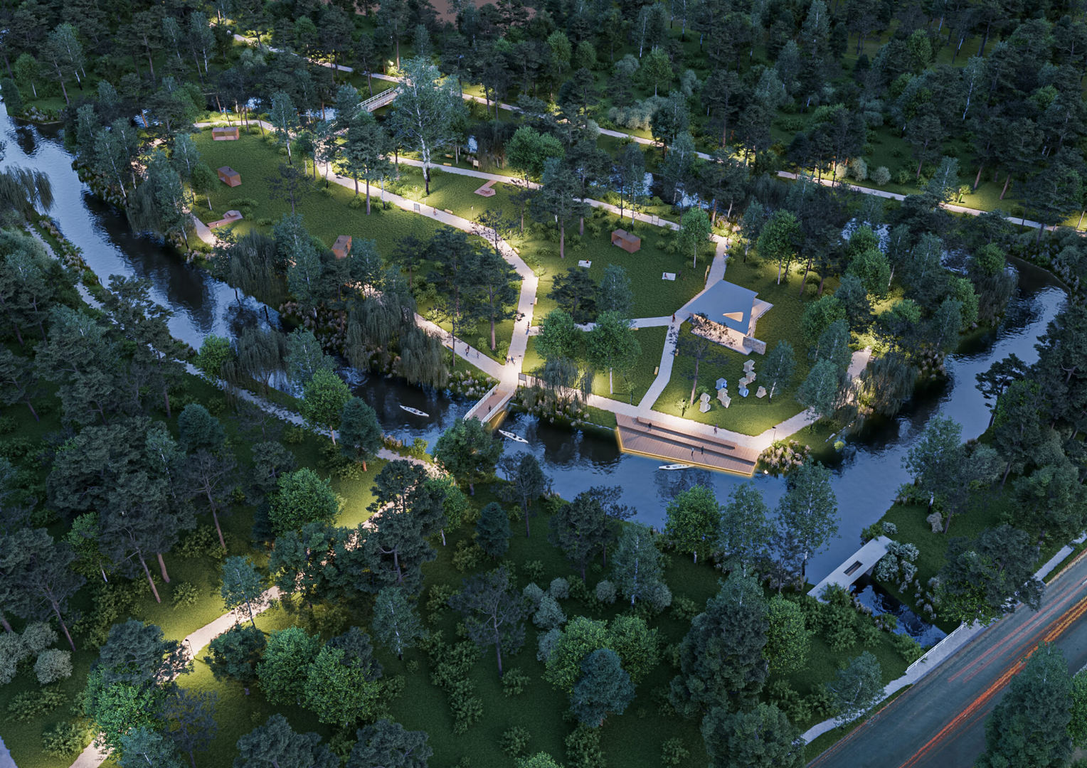 Rogoźnik, gmina Bobrowniki. Wyspa Ciszy. Wizualizacja