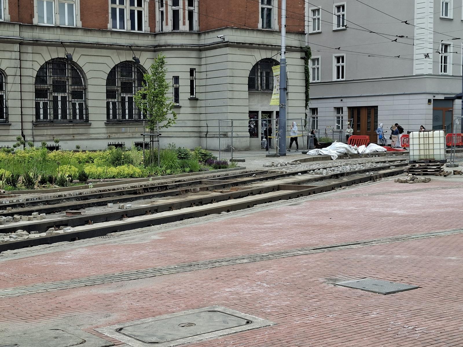 Rozkopane torowisko al Korfantego Katowice