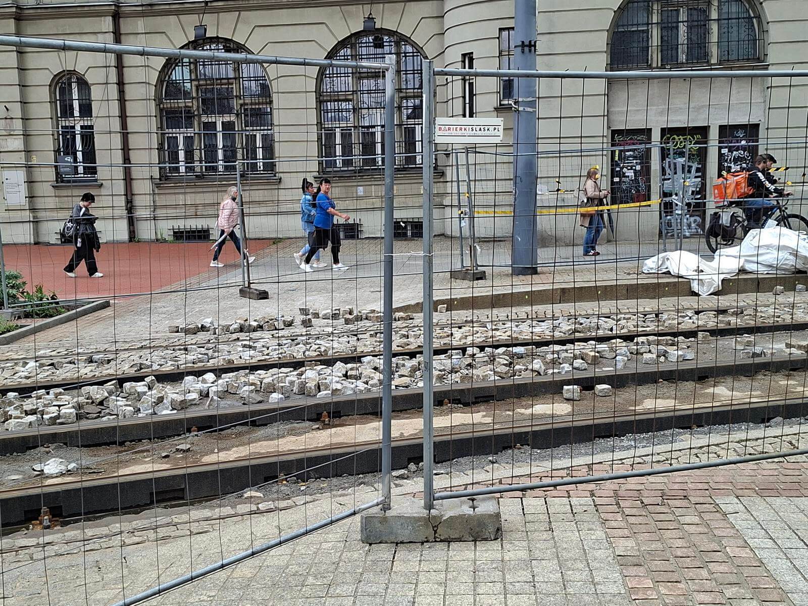 Rozkopane torowisko al Korfantego Katowice