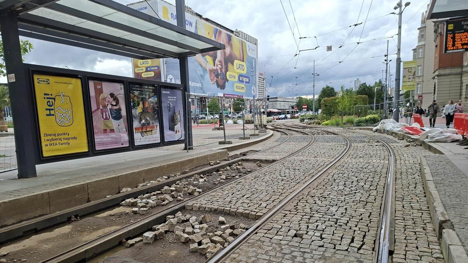 Rozkopane torowisko al Korfantego Katowice