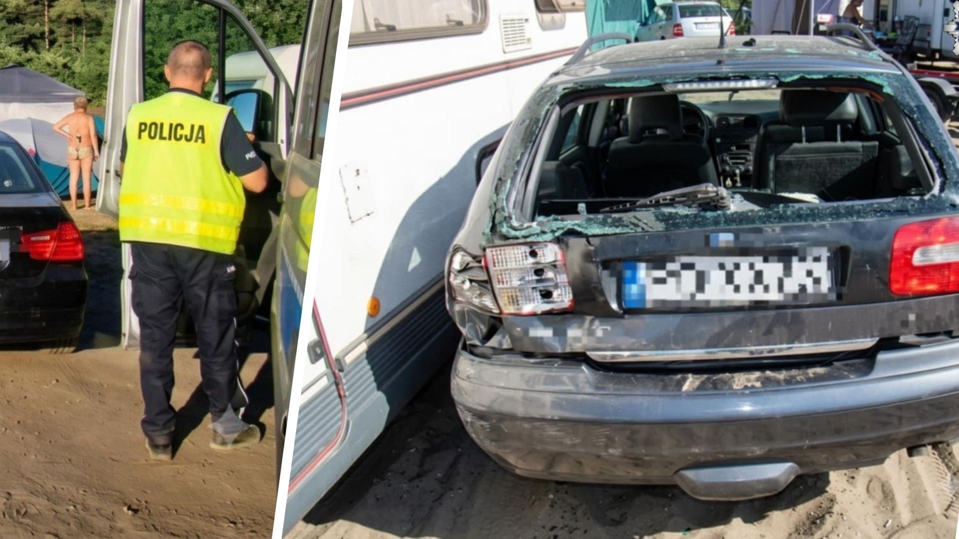 Rzeczyce, gm. Rudziniec, pow. gliwicki. Uszkodzenie pojazdów przez pijanego Ukraińca nad jeziorem Dzierżno Duże. 15 sierpnia 2026