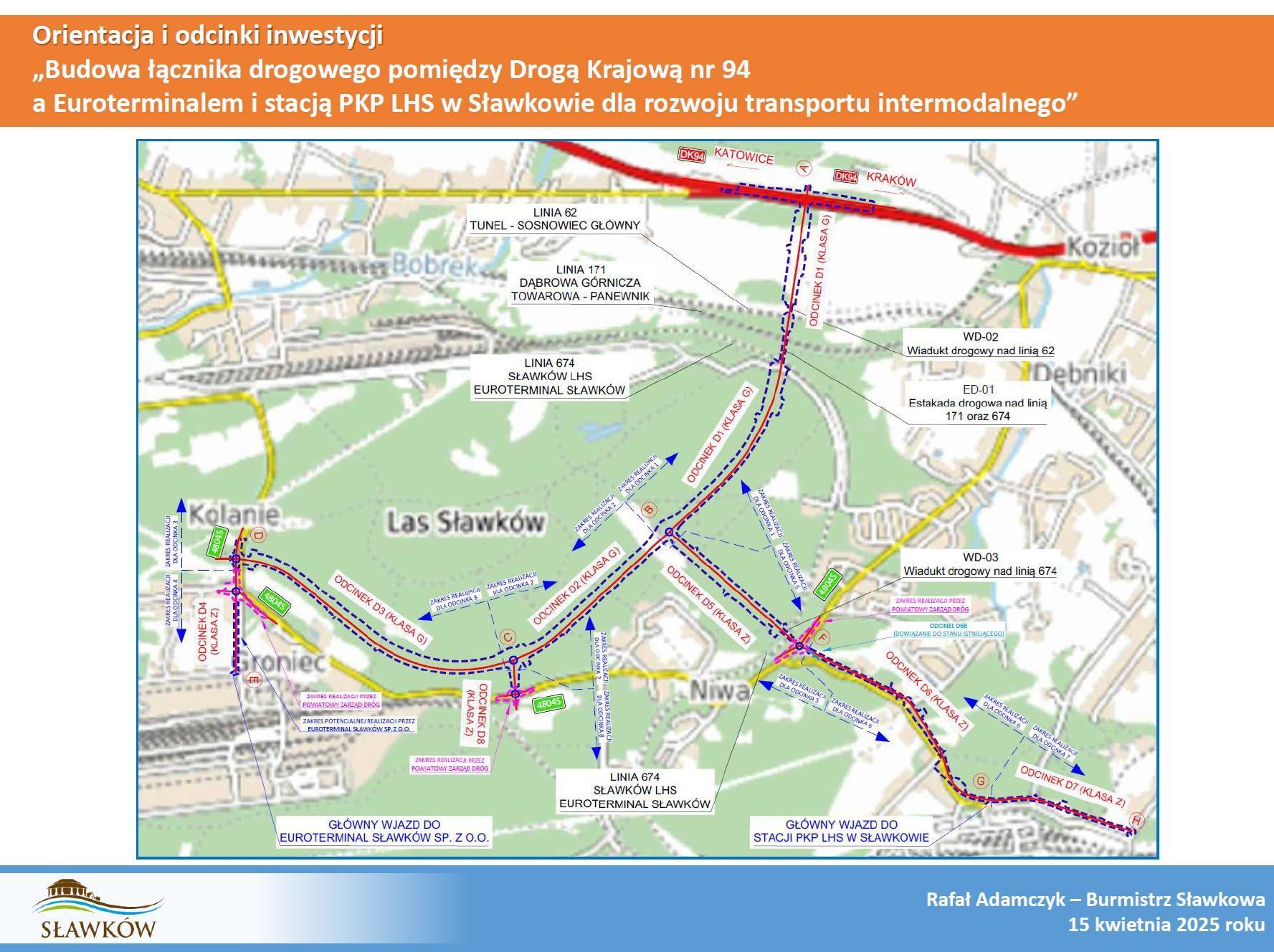 Sławków. Plan budowy łącznika drogowego między DK94 a „Euroterminalem Sławków”. 15 kwietnia 2025.