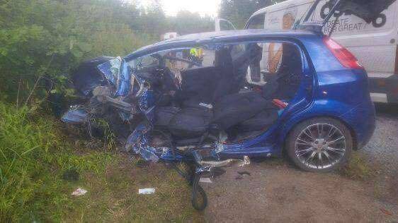 Sławków. Ul. Okradzionowska. Wypadek dwóch pojazdów. 6 sierpnia 2025.