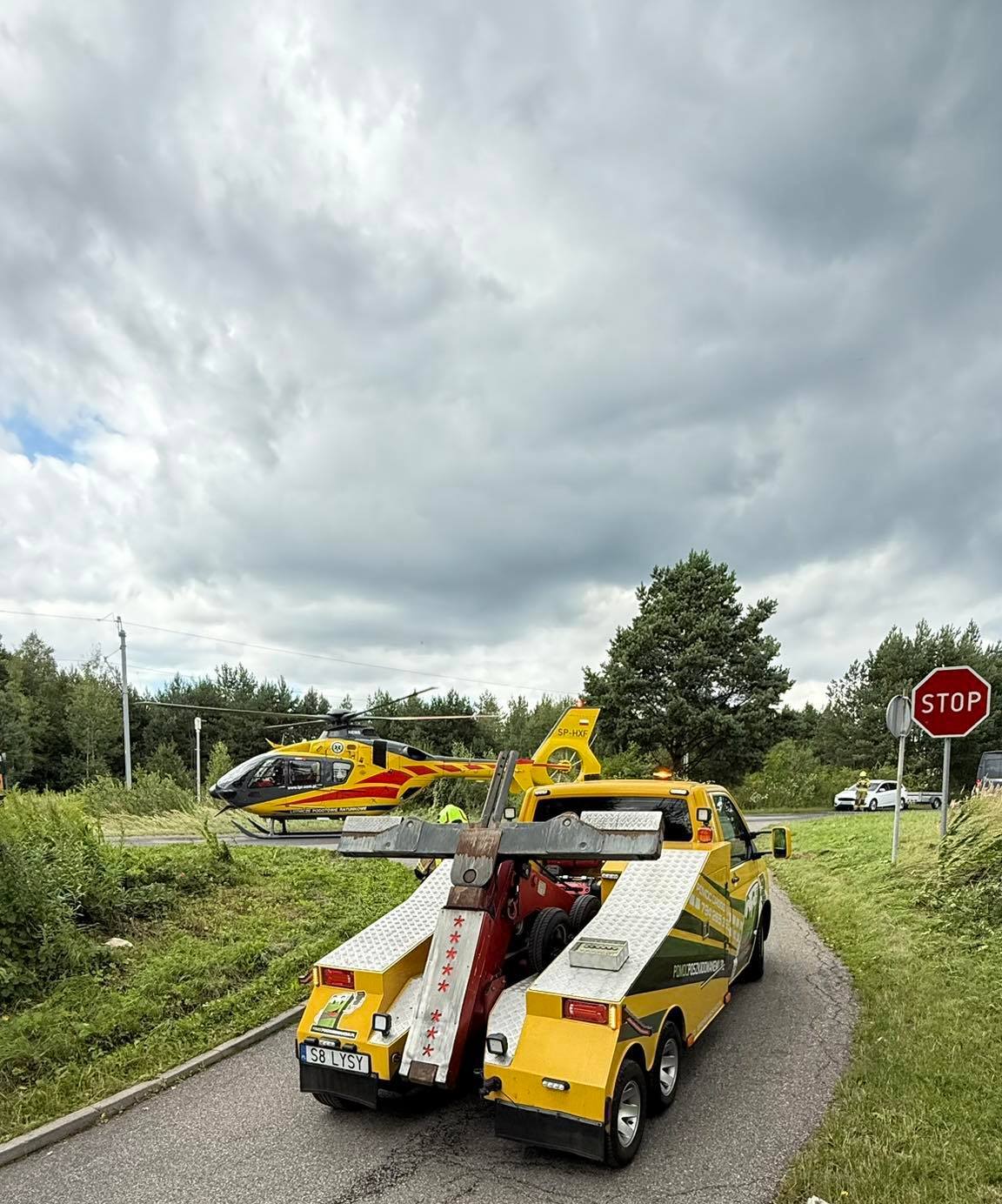 Sławków. Ul. Okradzionowska. Wypadek dwóch pojazdów. 6 sierpnia 2025.