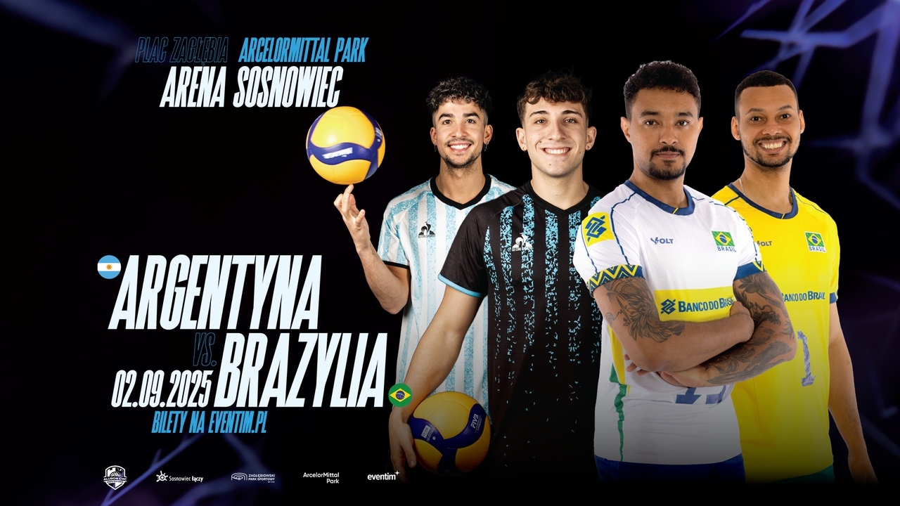 Mecz towarzyski piłki siatkowej Brazylia – Argentyna. Plakat. 2 września 2025.