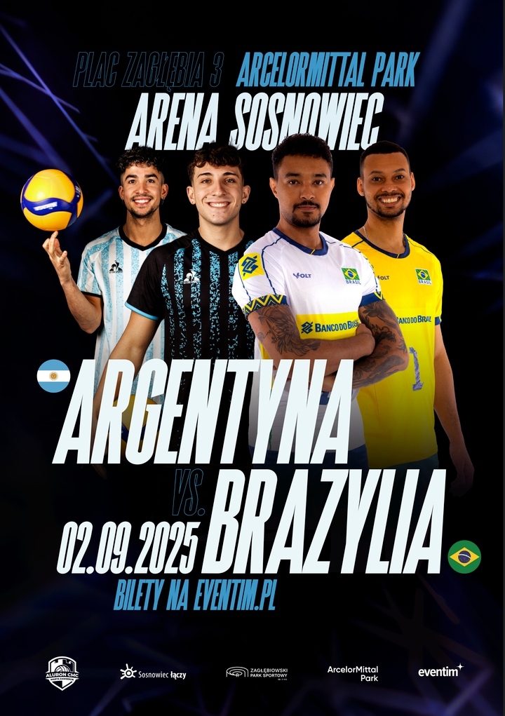 Mecz towarzyski piłki siatkowej Brazylia – Argentyna. Plakat. 2 września 2025.