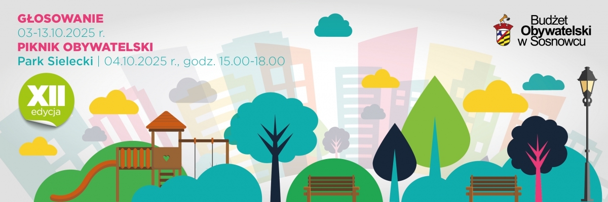 XII Budżet Obywatelski w Sosnowcu (2026). Plakat. 3-13 października 2025.