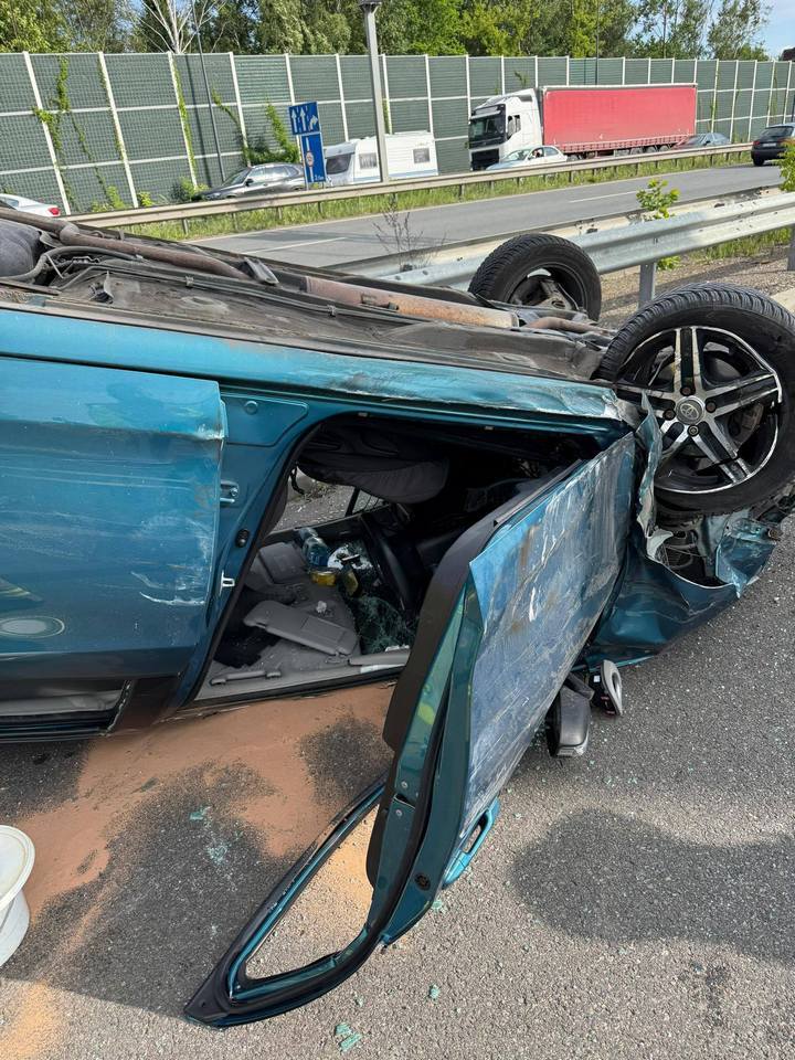 Sosnowiec. Dachowanie na drodze krajowej nr 94. 6 czerwca 2025