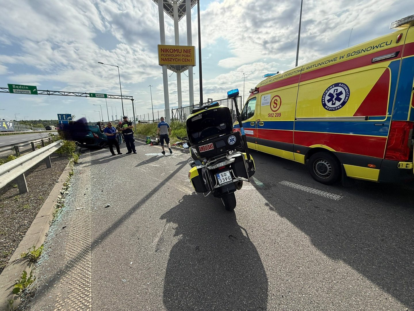 Sosnowiec. Dachowanie na drodze krajowej nr 94. 6 czerwca 2025