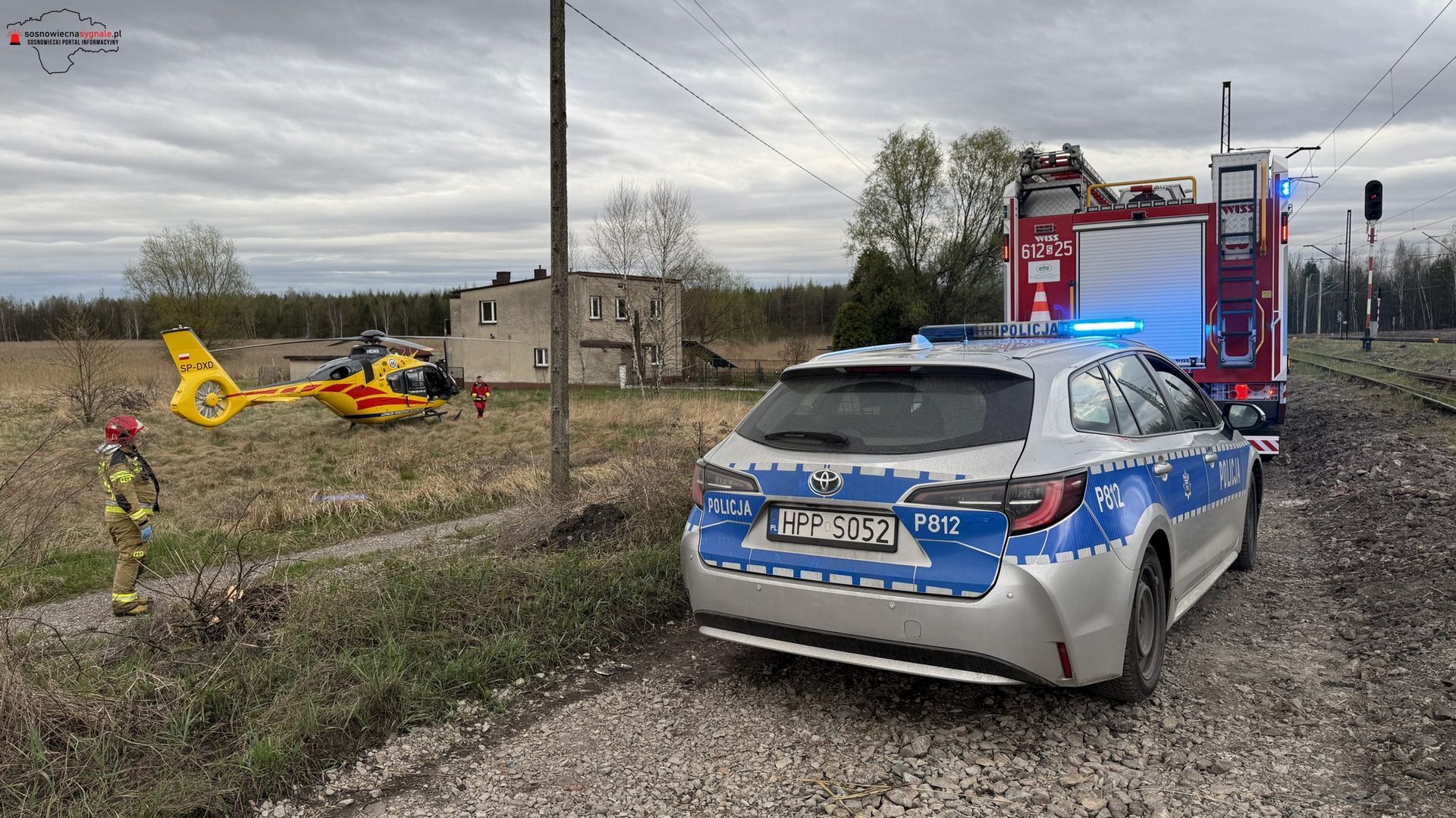 Sosnowiec-Kazimierz Górniczy. Upadek z energetycznego słupa trakcyjnego i porażenie prądem. 15 kwietnia 2025.