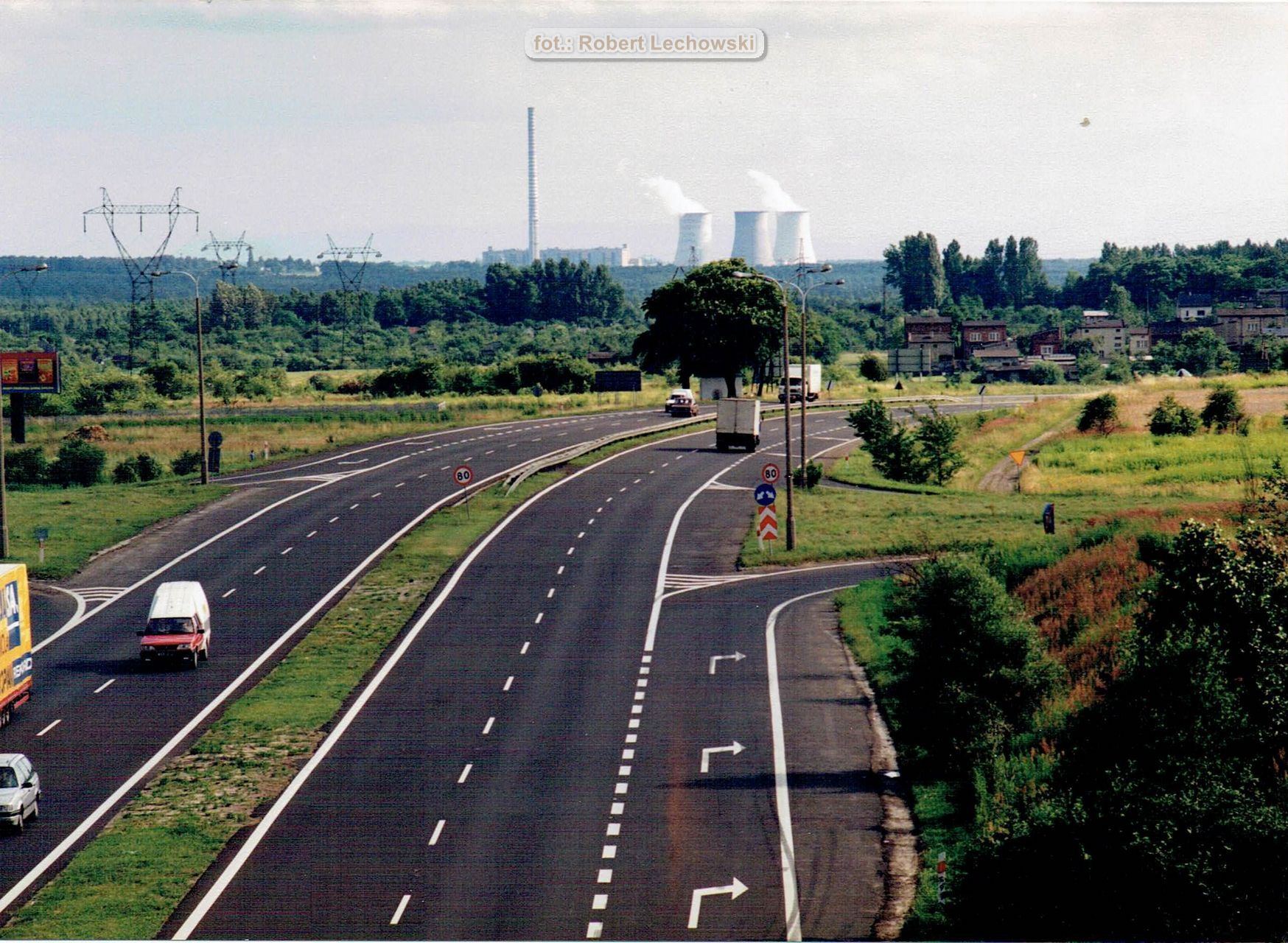 Sosnowiec-Klimontów. Widok z wiaduktu nad Wschodnią Obwodnicą GOP (obecnie trasa S1) w kierunku Jaworzna. Lata 1997 – 2001.