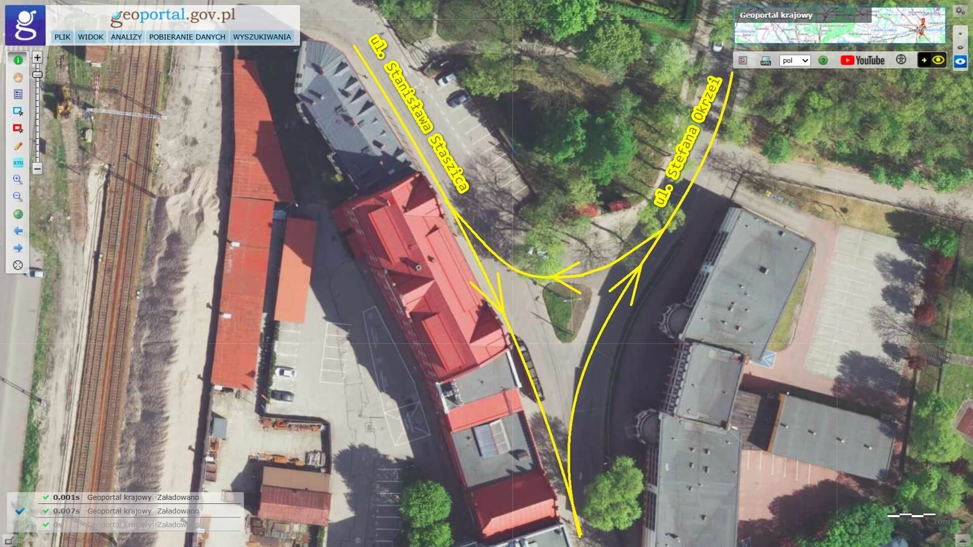 Sosnowiec-Konstantynów. Tramwajowy trójkąt torowy. Zdjęcie lotnicze + schemat działania.