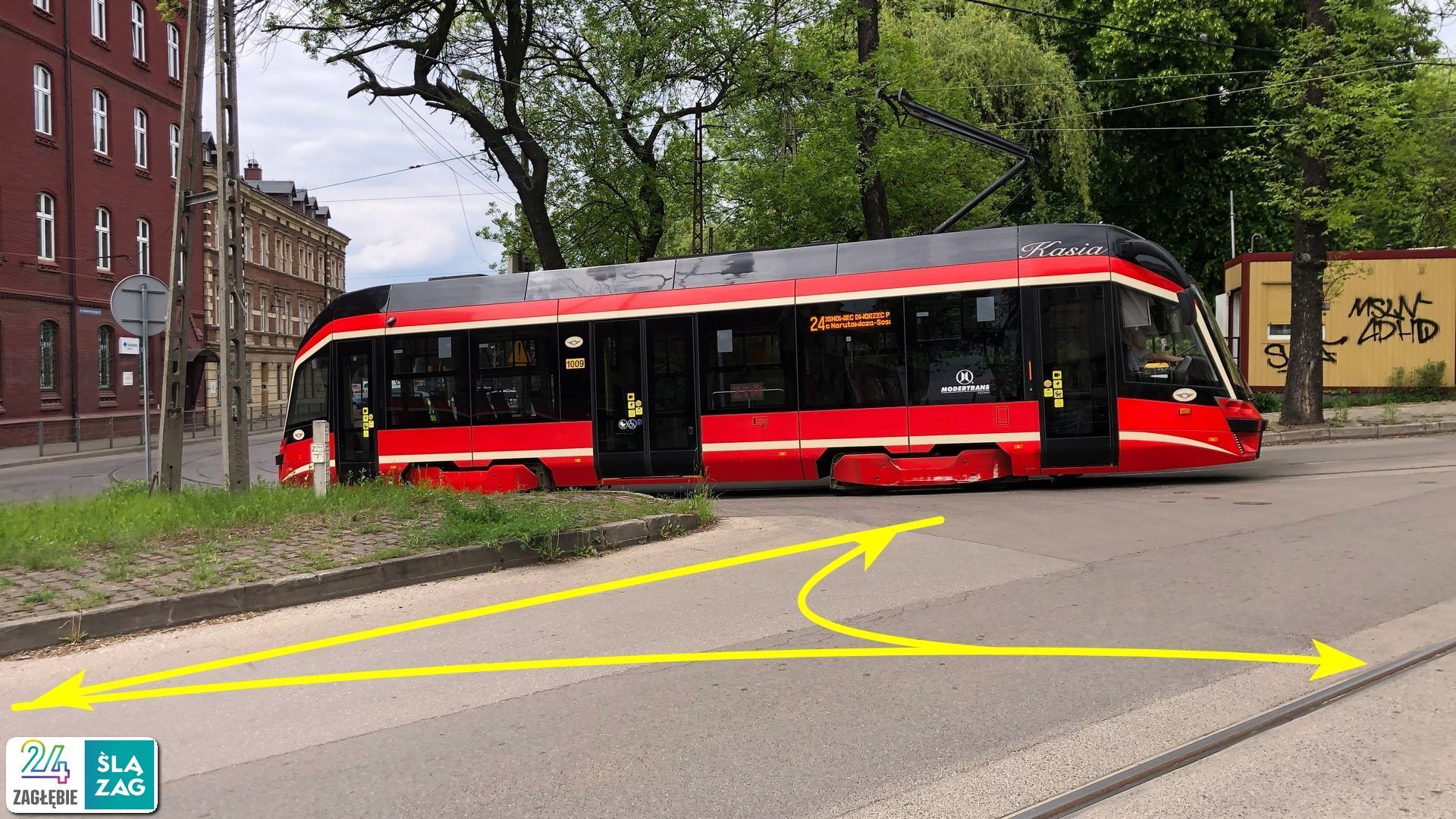 Sosnowiec-Konstantynów. Tramwajowy trójkąt torowy. (ul. Stanisława Staszica i Stefana Okrzei). 7 maja 2025.