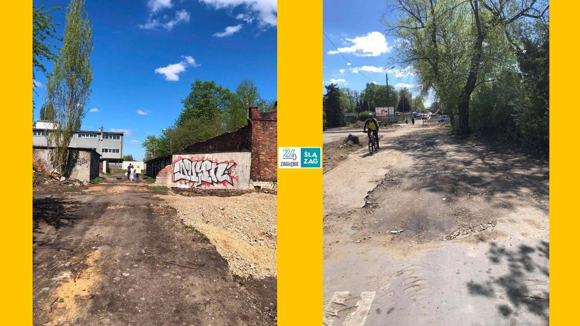 Sosnowiec. Łącznica między Pogonią a Starym Sosnowcem (ulica Gospodarcza) w czasie budowy. 19 kwietnia 2025.