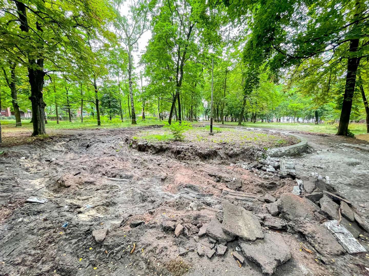 Park im. Mariana Maliny w Sosnowcu. Prace rewitalizacyjne. 2024 rok.