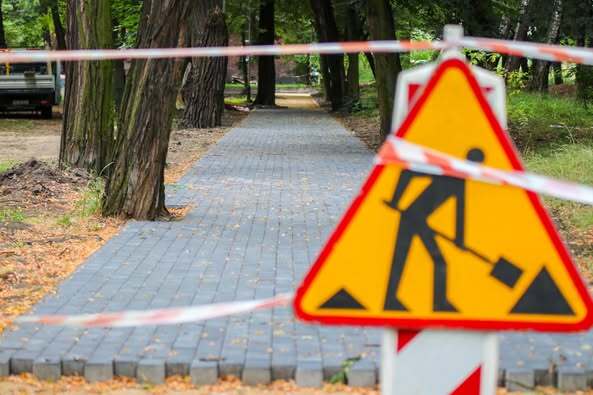 Park im. Mariana Maliny w Sosnowcu. Prace rewitalizacyjne. 2024 rok.