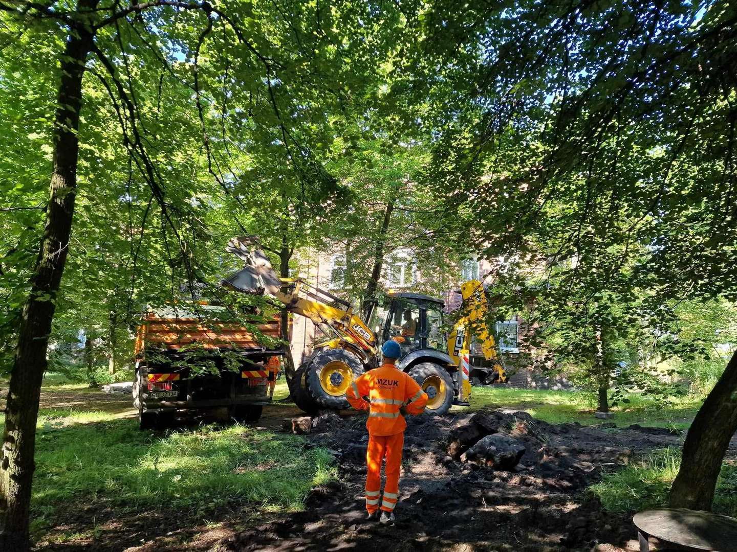Park im. Mariana Maliny w Sosnowcu. Początek projektu rewitalizacji. 17 czerwca 2024.