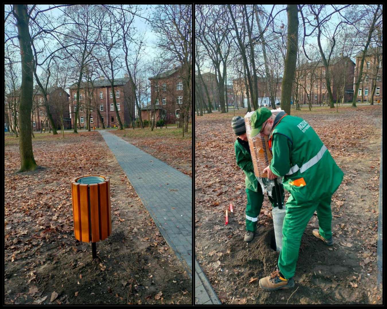 Park im. Mariana Maliny w Sosnowcu. Ostatni etap projektu rewitalizacji. 21 grudnia 2024.
