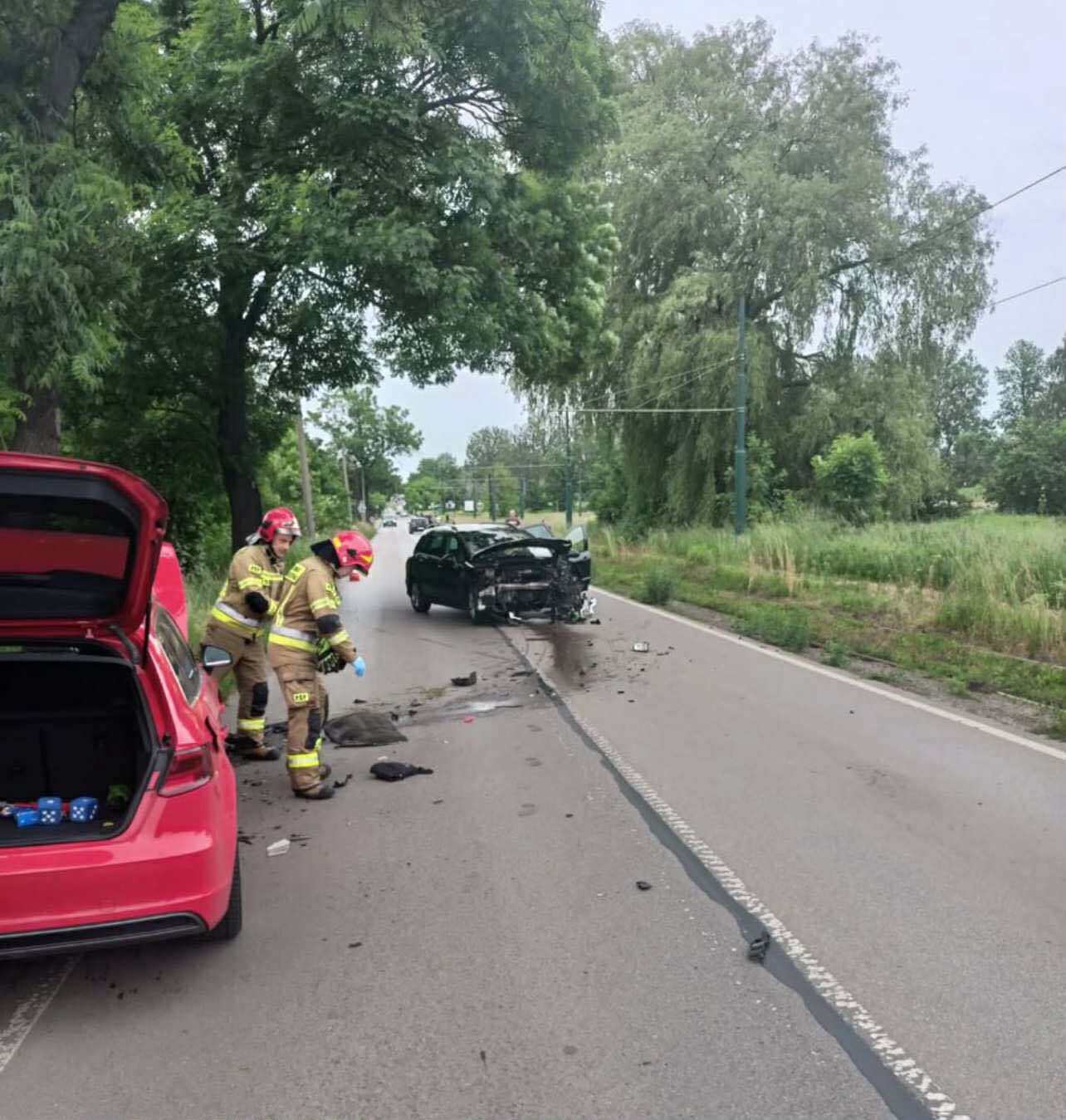 Sosnowiec-Porąbka. Ulica K.W.K. „Kazimierz-Juliusz”. Zderzenie czołowe. 10 czerwca 2025.