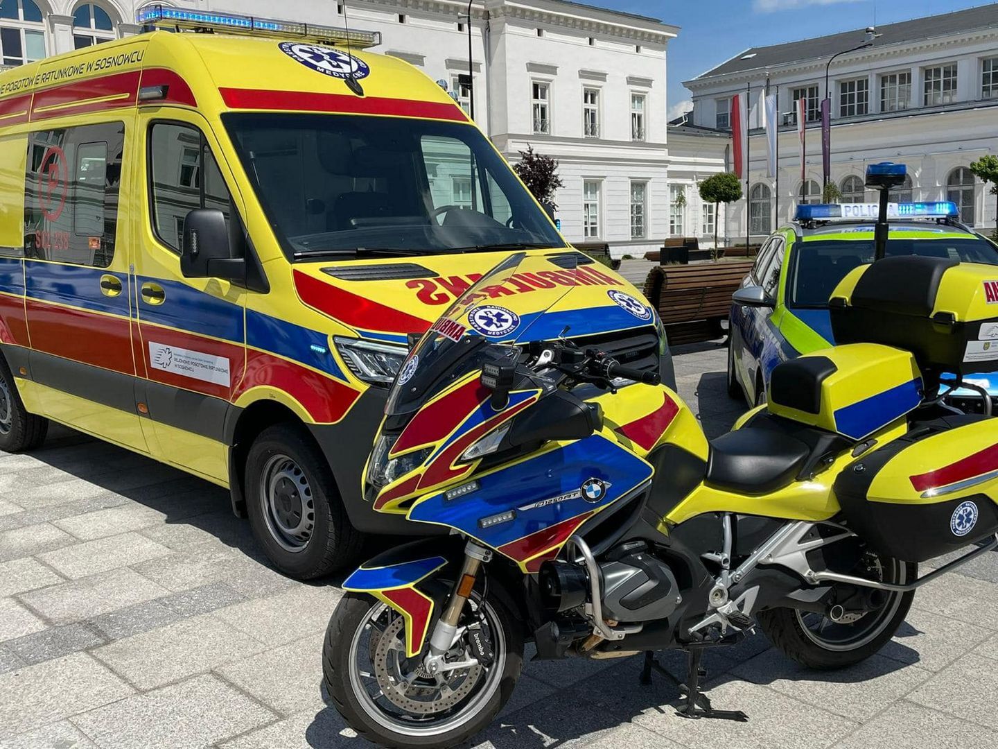 Motocykl ratunkowy Rejonowego Pogotowia Ratunkowego w Sosnowcu. Czerwiec 2024.