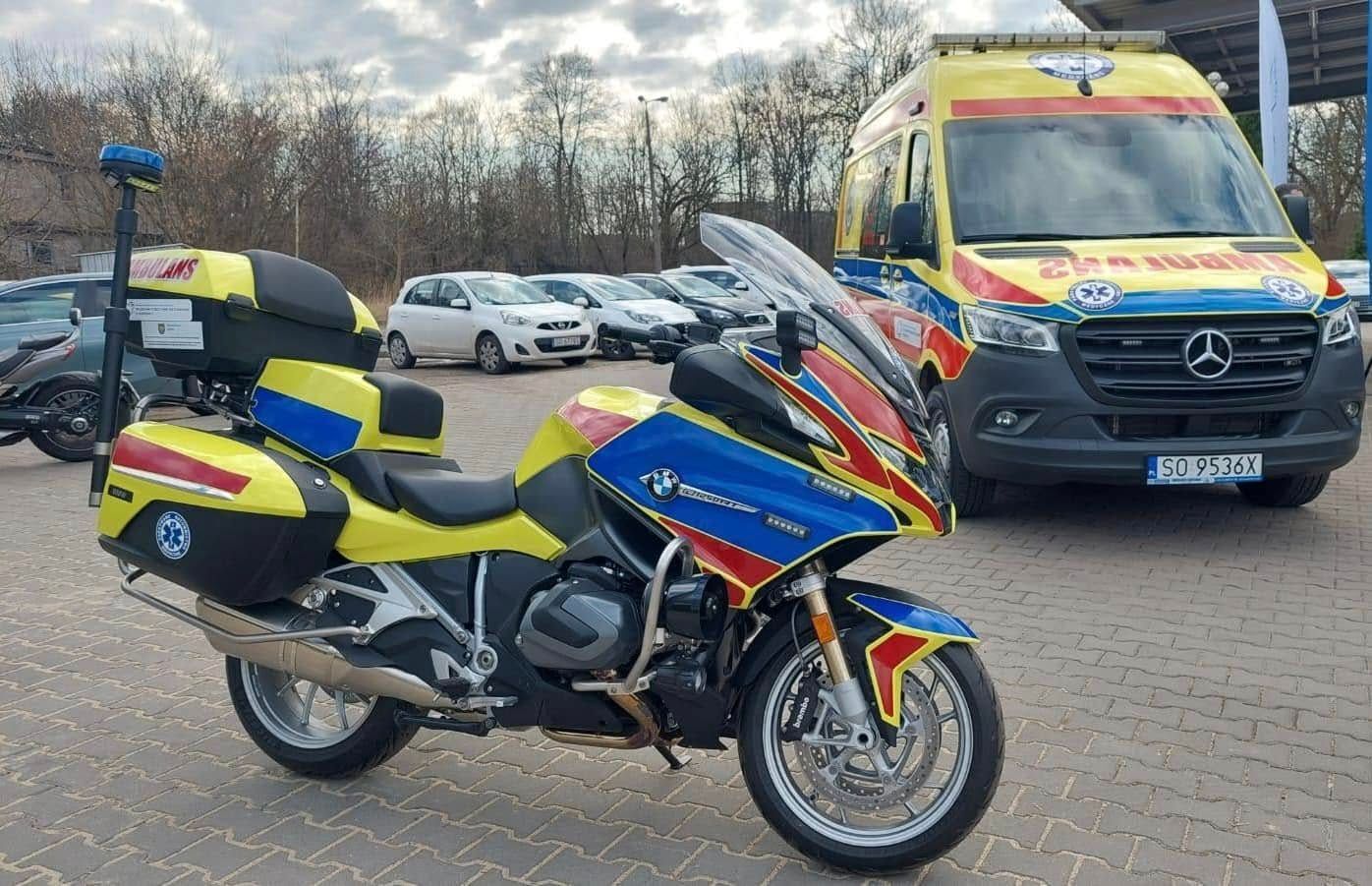 Motocykl ratunkowy Rejonowego Pogotowia Ratunkowego w Sosnowcu. Lato 2024.
