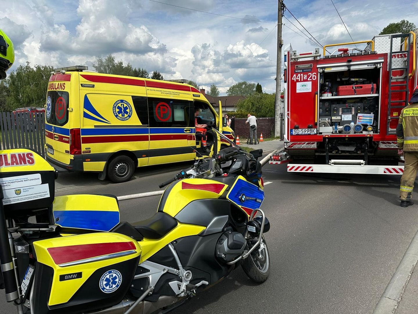 Motocykl ratunkowy Rejonowego Pogotowia Ratunkowego w Sosnowcu. Lato 2024.