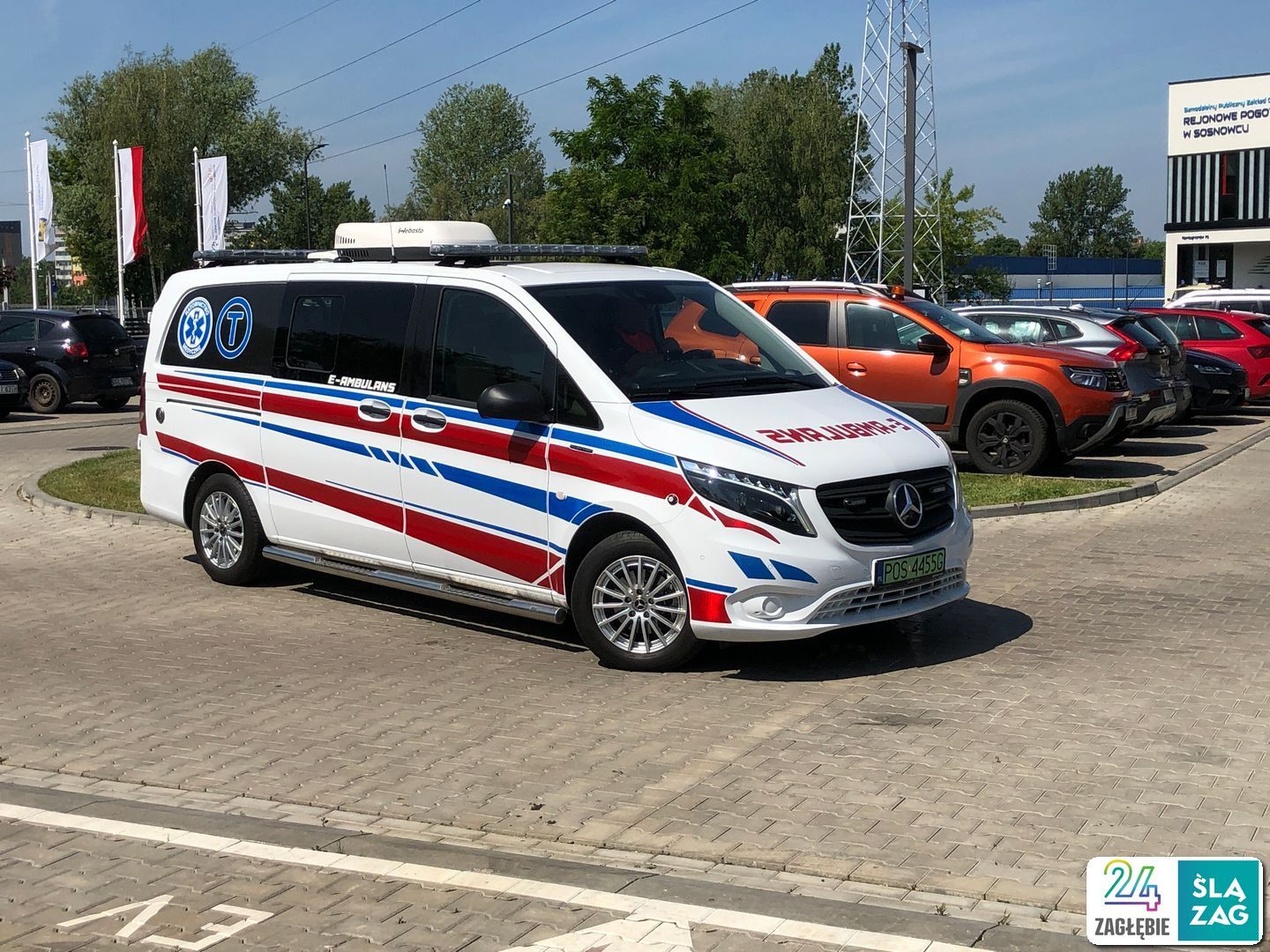Rejonowe Pogotowie Ratunkowe w Sosnowcu. E-ambulans na testach. 18 czerwca 2025.
