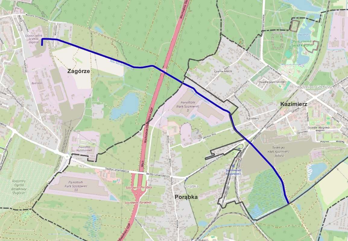 Sosnowiec. Rów Mortimerowski. Mapa