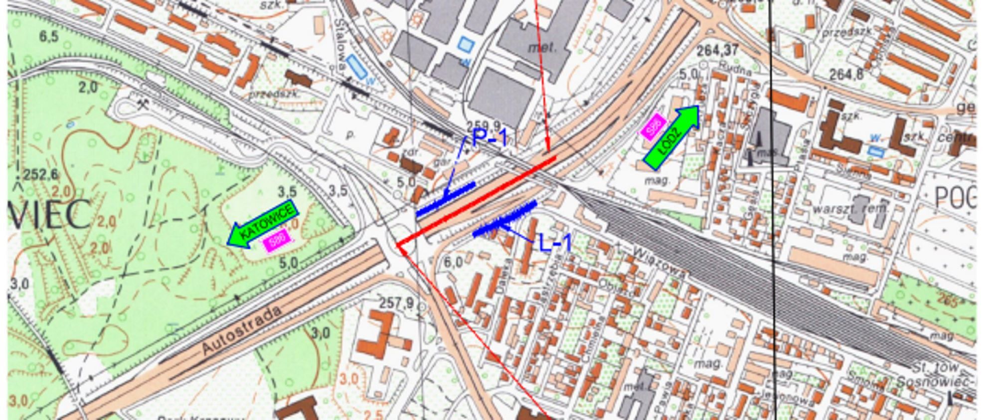 Sosnowiec. Planowana budowa ekranów akustycznych wzdłuż S86. Mapa.