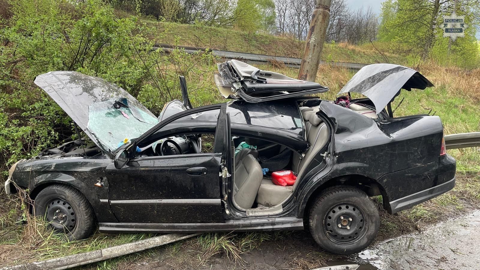 Sosnowiec. Węzeł S86 i DK94 (tzw. zakręt mistrzów". Wypadek. 18 kwietnia 2025.