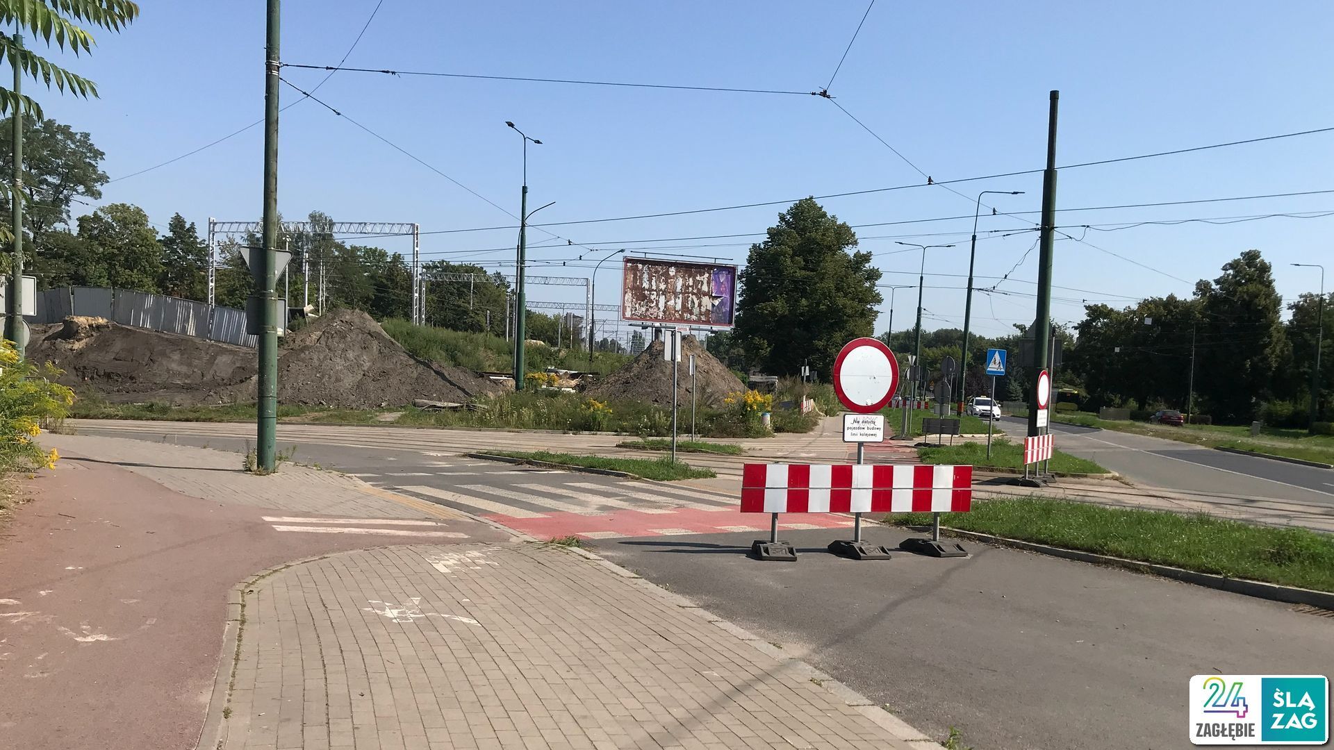 Sosnowiec-Sielec. Skrzyżowanie ulic 3 Maja i Stefana Żeromskiego. 14 sierpnia 2025.