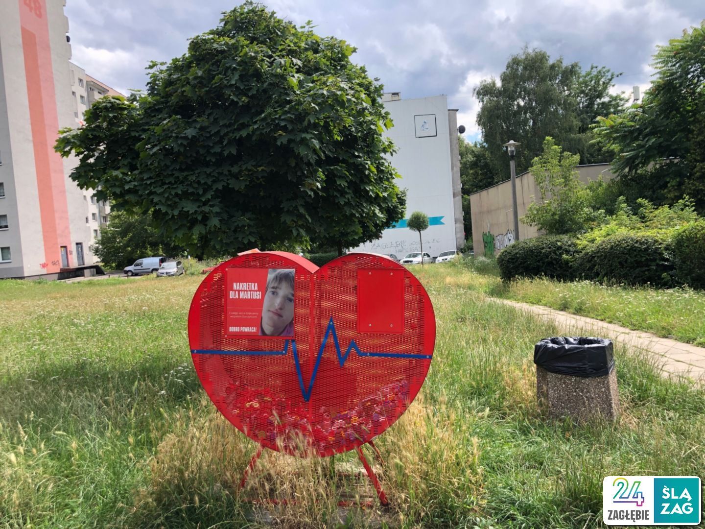 Sosnowiec-Sielec. Ulica Wincentego Witosa. Kosz na zakrętki. 23 lipca 2025.