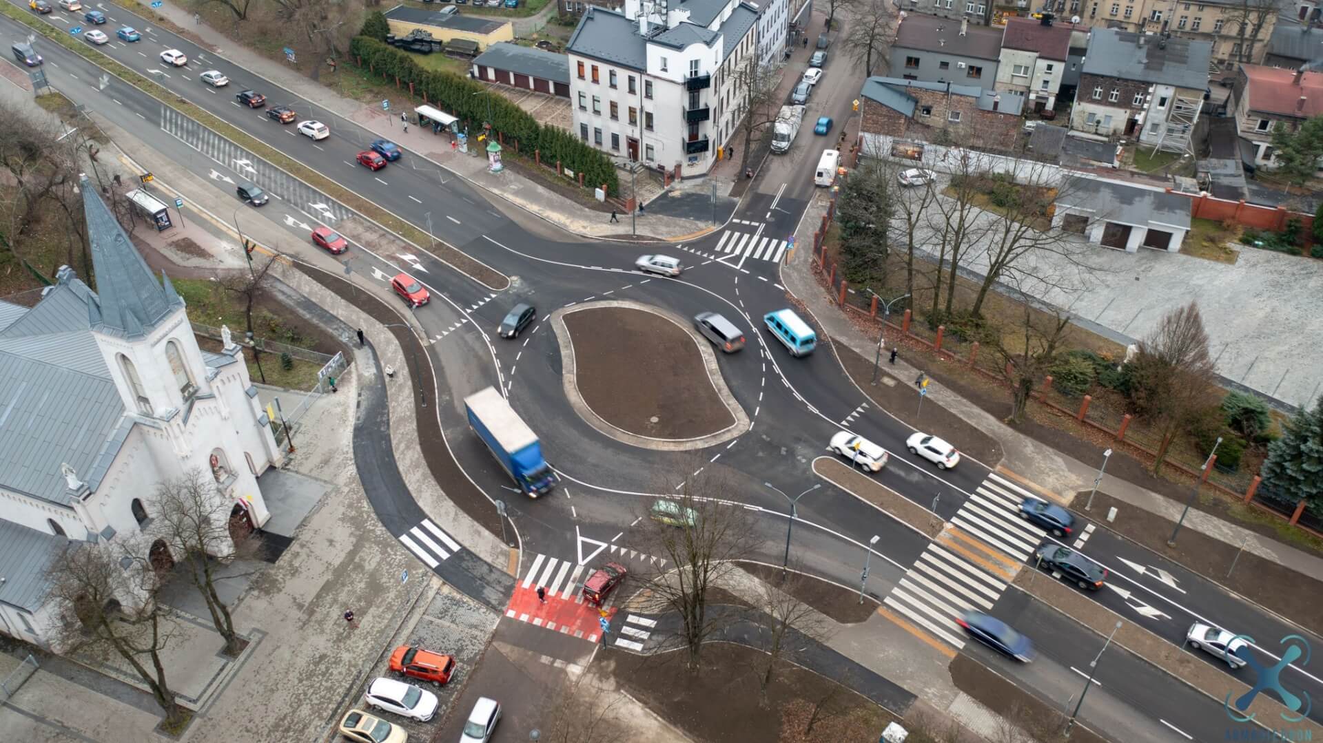 Sosnowiec. Rondo w Sielcu. Ulice Wawel i Barbary. Grudzień 2024.