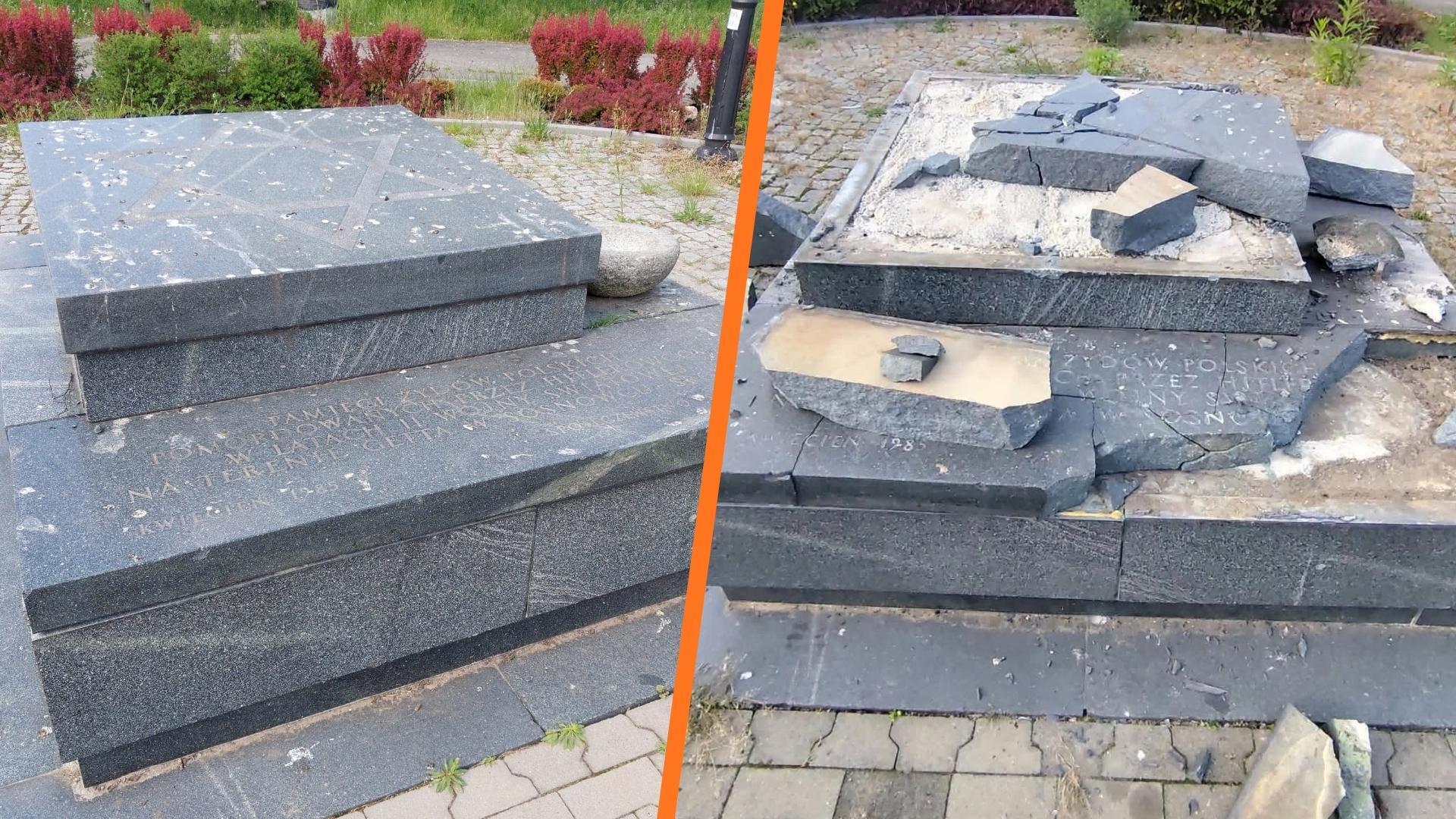 Zniszczono pomnik ofiar getta żydowskiego w Sosnowcu. Stał 40 lat, teraz rozbito go na kawałki