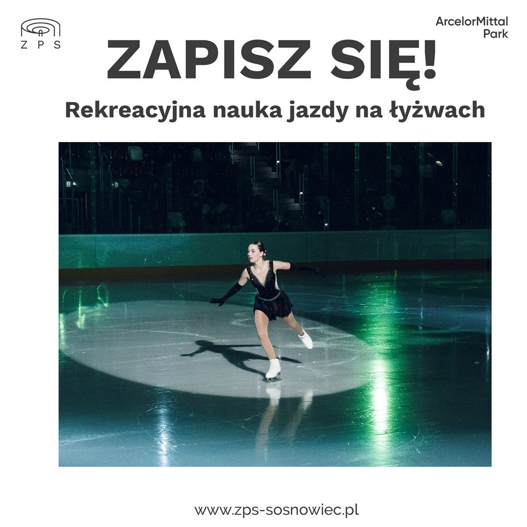 Sosnowiec. Stadion Zimowy w Zagłębiowskim Parku Sportowym. Kurs jazdy na łyżwach. Marzec 2025.